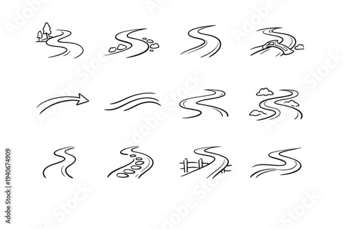 Image relaxed curve generation icon path vector walking guide simple route wayline