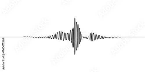 Continuous line sound wave audio signal music technology illustration