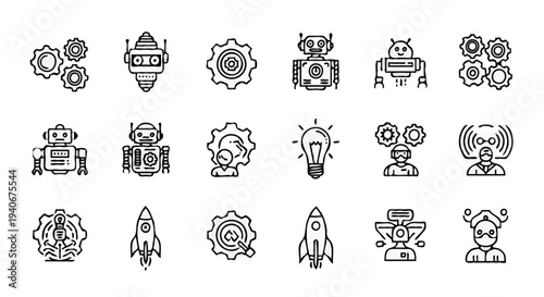 Robotics and artificial intelligence icons