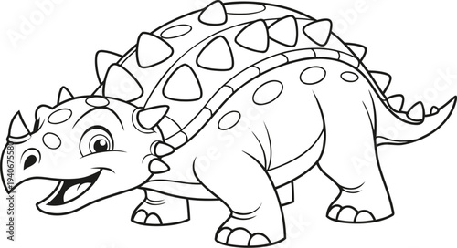 Ankylosaurus dinosaur coloring page with armored body and spikes