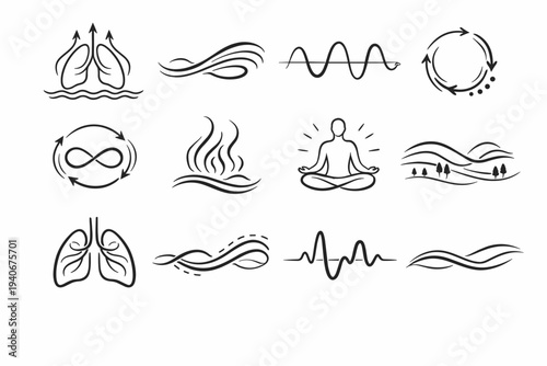 Generation icon vitality simple vector steady rhythm inhale oxygen pulse peaceful image