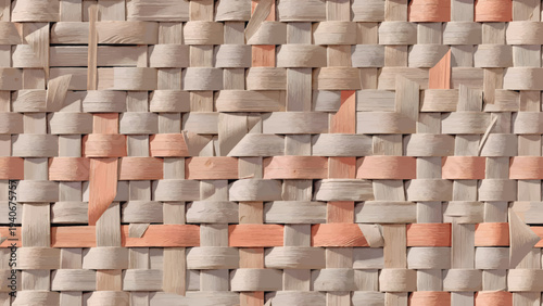 Aerial view of interwoven textile pattern featuring woven threads and fabric texture in a detailed close-up shot