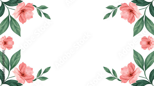 Symmetrical Watercolor Flower Wreath for Wedding Invitation and Stationery