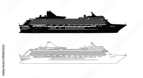 Silhouette of a large cruise ship showcasing its size and structure