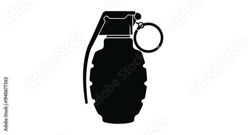 Black silhouette of a classic military hand grenade with a pin