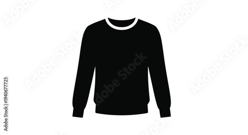 Simple black silhouette of a long sleeved crewneck sweatshirt