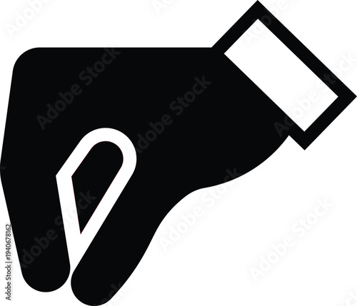 Black silhouette of a hand pinching a small picking up holding