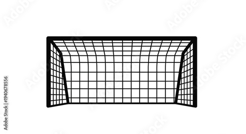 Simple illustration of a black soccer goal with netting structure