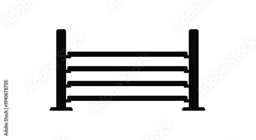 Simple black silhouette of a small wooden fence or hurdle
