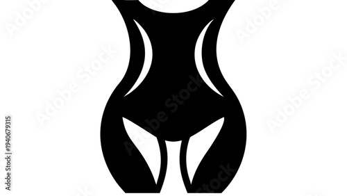 female hips silhouette icon, curvy body shape, solid black vector, transparent background