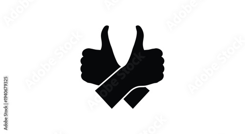 Two black thumbs up symbols displayed against a plain white background