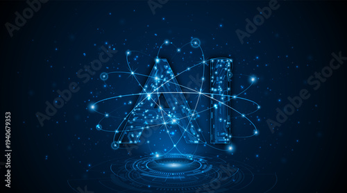 Digital technology of the future. AI icon or artificial intelligence symbol. Future advanced artificial intelligence technology circuit board concept