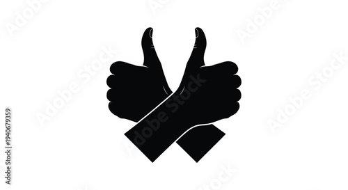 Two black silhouettes of hands giving thumbs up gestures