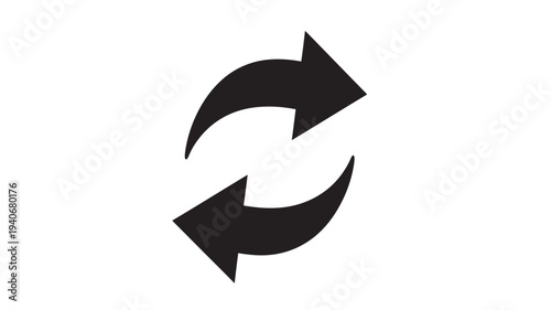 Arrows circular reload icon with two curved black arrows indicating refresh or repeat symbol for website or app interface