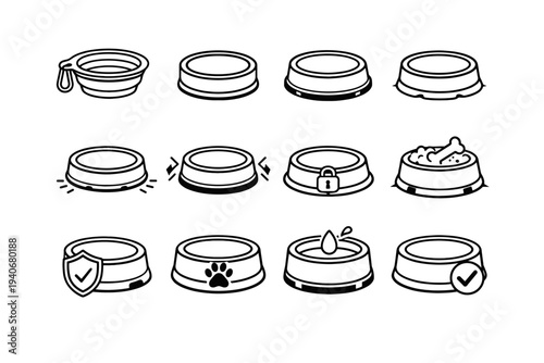 Feeding clean ring base icon vector bowl placement travel balanced pet outline