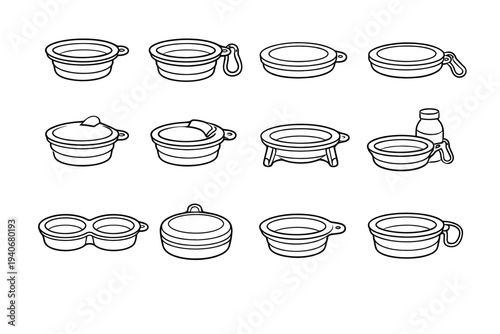 Silhouette travel icon refined vector minimalist pet style aesthetic functional clean bowl