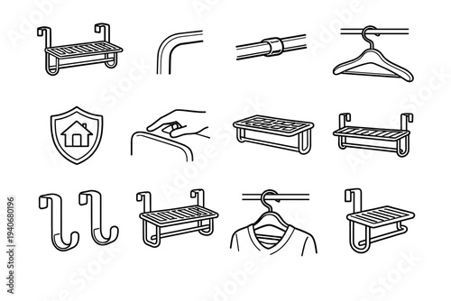 Vector bends garment refined icons icon clean modern household rounded shelf hanger