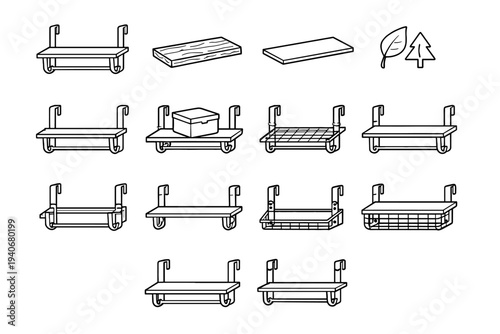 Geometry flat load vector solid sturdy icon frame modern material hanging shelf