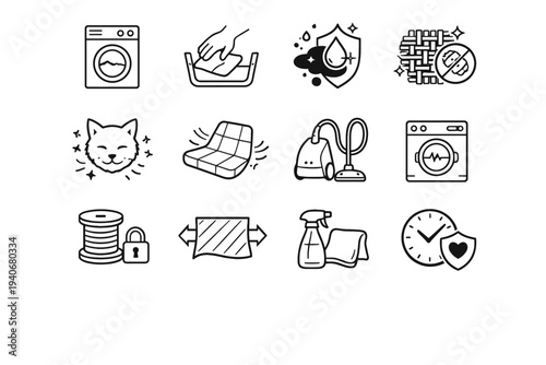 Machine cover finish care panel vector seat washable wrinkle icon pet low