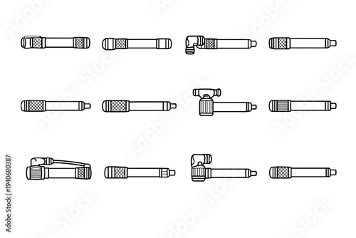 Inflator textured icons portable housing bike straight nozzle handheld rounded icon vector