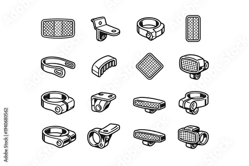 Bracket clamp bike icon urban icons vector reflector front edges design safety