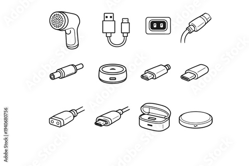 Tech remover lint icon clean compact power vector neat cordless usb charging