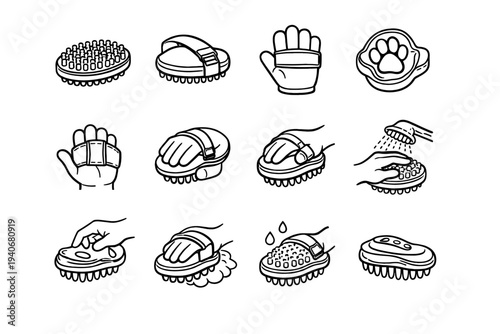 Design modern hand vector pet structure palm ergonomics system bath brush icon