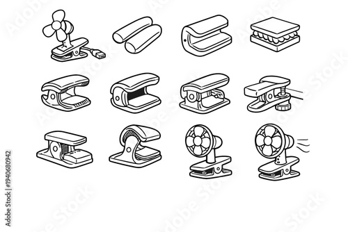 Neat soft clamp layer fan vector modern clean usb balanced icon