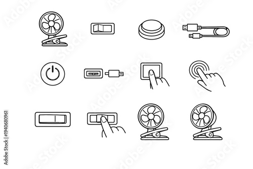 Easy proportions modern design desk silhouette tidy surface integrated icon fan vector