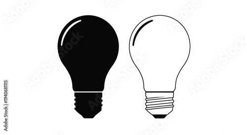 Two light bulbs one dark one light a contrasting visual