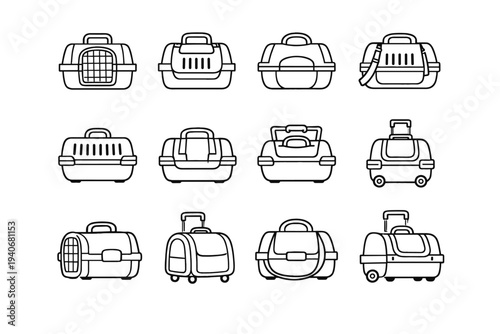 Vector ergonomic pet icons reinforced tidy icon bar silhouette easy carrier geometry