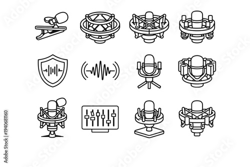 Dampening modern microphone outline design sound vector icon tidy clean icons holder