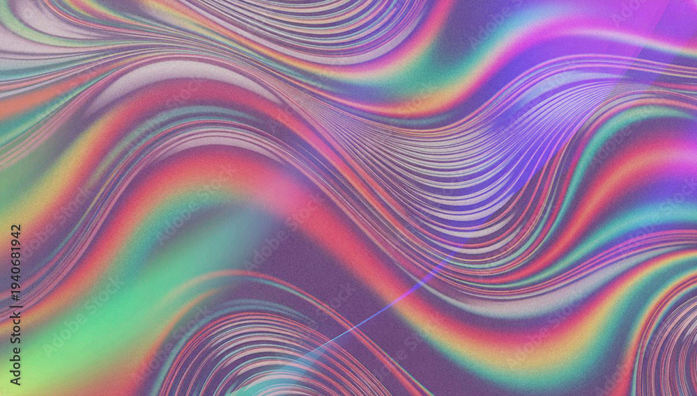 Obraz premium Wavy Abstract Texture with Colorful Swirl Lines and Grainy Noise Effect for Cinematic Banner Poster and Wallpaper Design