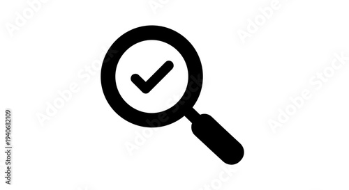 Magnifying Glass with Checkmark Icon - Verified Search and Quality Control Symbol