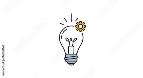 Innovation Process and Idea Generation Concept with Light Bulb and Gear Icon