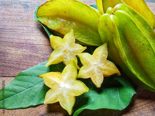 Starfruit is a tropical fruit that taste sweet and sour. 