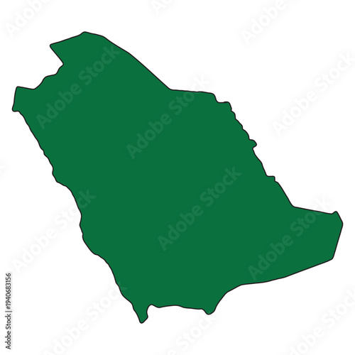 Saudi Arabia map silhouette, geographic border outline, political country shape
