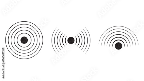 Circles signal icons with concentric waves emanating from a central dot, representing sound or radio waves.