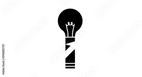 Light Bulb with Lightning Bolt Icon for Idea and Electricity Concept