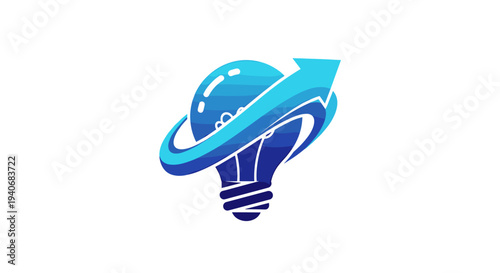 Creative Idea Lightbulb with Upward Arrow for Innovation and Growth Concept