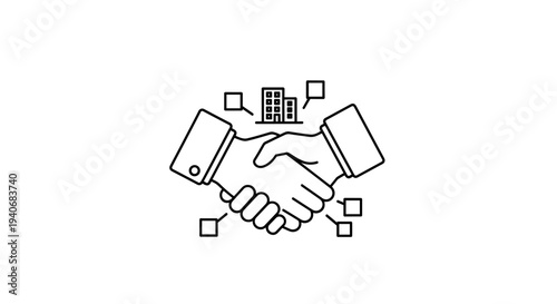 Business Handshake Partnership Network Concept Line Icon