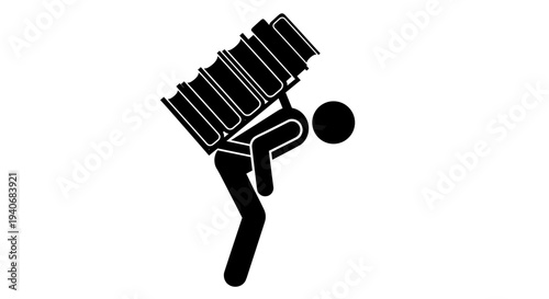 Education Weight Burden Silhouette Icon