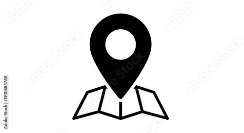 Location Pin on Folded Map Icon