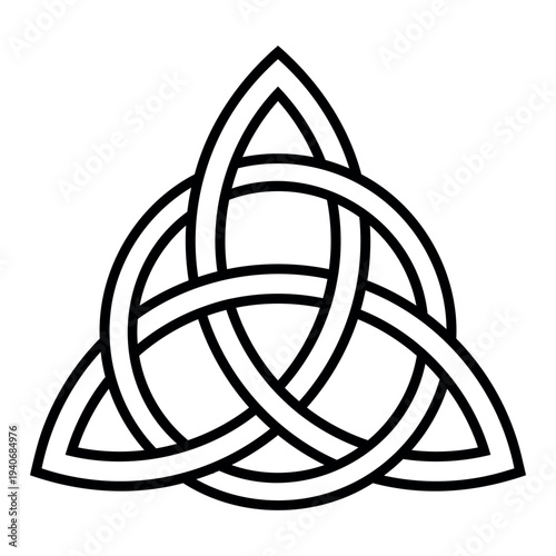 Celtic triquetra knot symbol pagan spirituality unity, eternity, interlaced ornamental trinity knot
