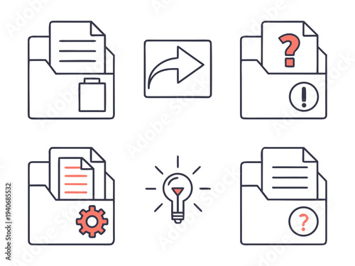 Modern file organization and management icons for business productivity