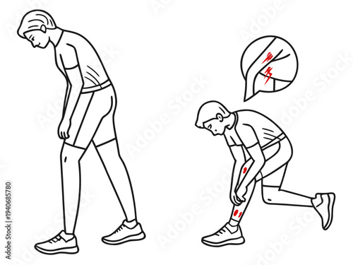 Runner clutching sore leg in pain during exercise