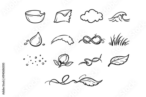 Cloud vector chipped ragged generation curl erratic sway image outline arc simple