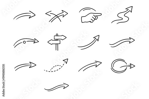Simple kind cue arrow symbol icon vector stroke directional soft curve generation