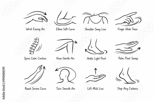 Palm icon smooth artisan gesture easing float line icons calm step vector