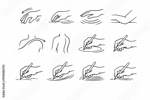 Vector sketch touch simple sway image hand gentle generation grip flow icon
